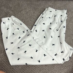 White and Black Playboy Sweats Size M